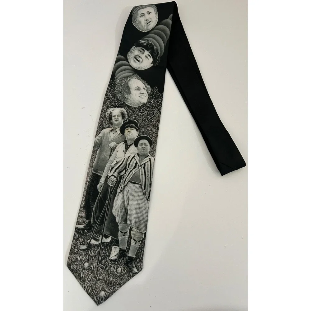 Ralph Marlin Three Stooges Tie Harry Moe Curly USA Made Vintage